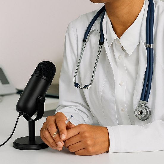 Doctor with microphone